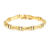 Bamboo Link Chain Statement Bracelet in 14k White and Yellow Gold Italian Made