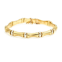 Bamboo Link Chain Statement Bracelet in 14k White and Yellow Gold Italian Made