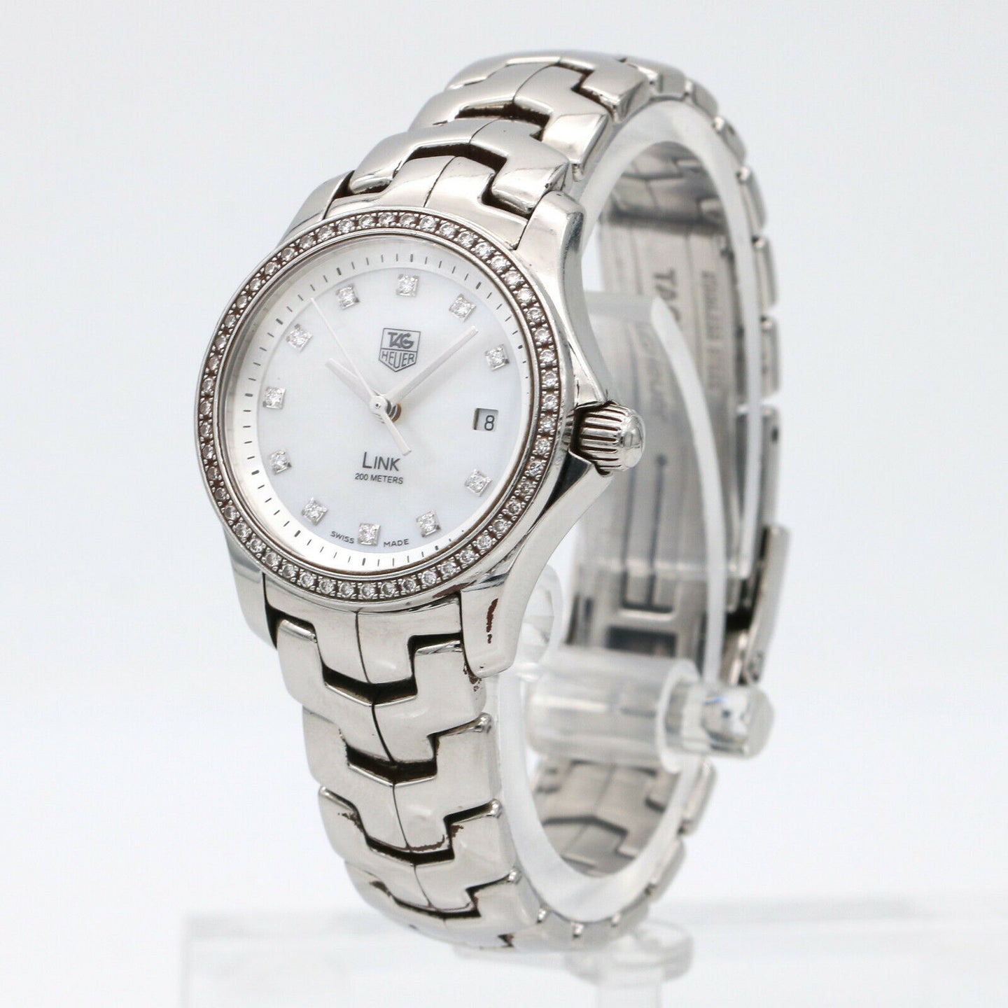 Tag Heuer Women's Link Watch in Stainless Steel with MOP Dial and Diamonds