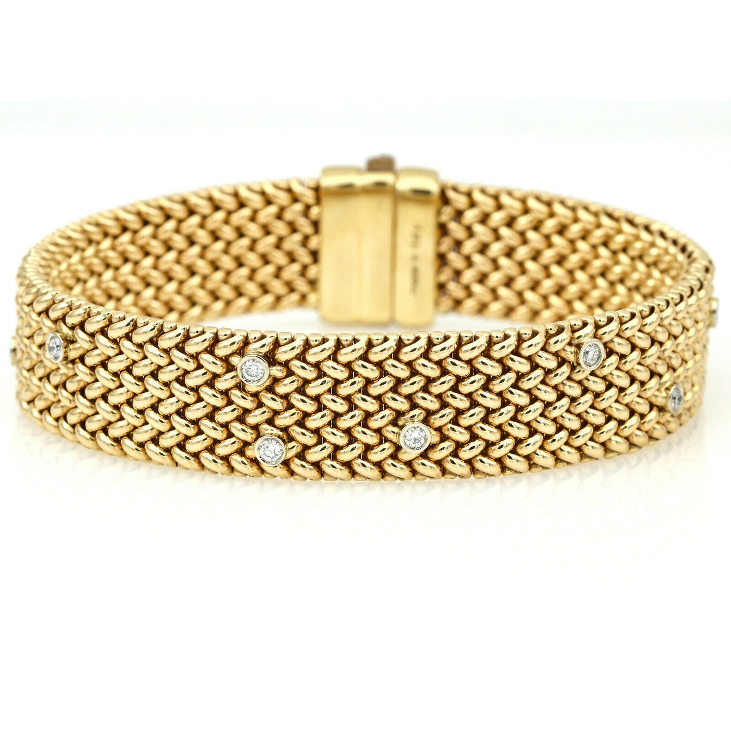 Women's Diamond Mesh Statement Bracelet in 14k Yellow Gold