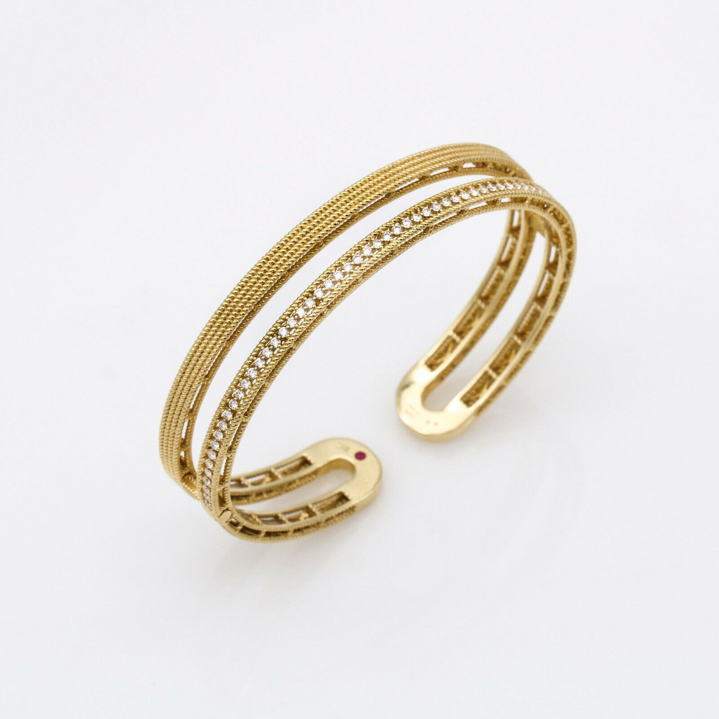 Roberto Coin Double Symphony Diamond 18K Yellow Gold Bangle Bracelet