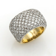 Women's 5ct Pave Diamond Wide Band Statement Ring in 18k Yellow Gold