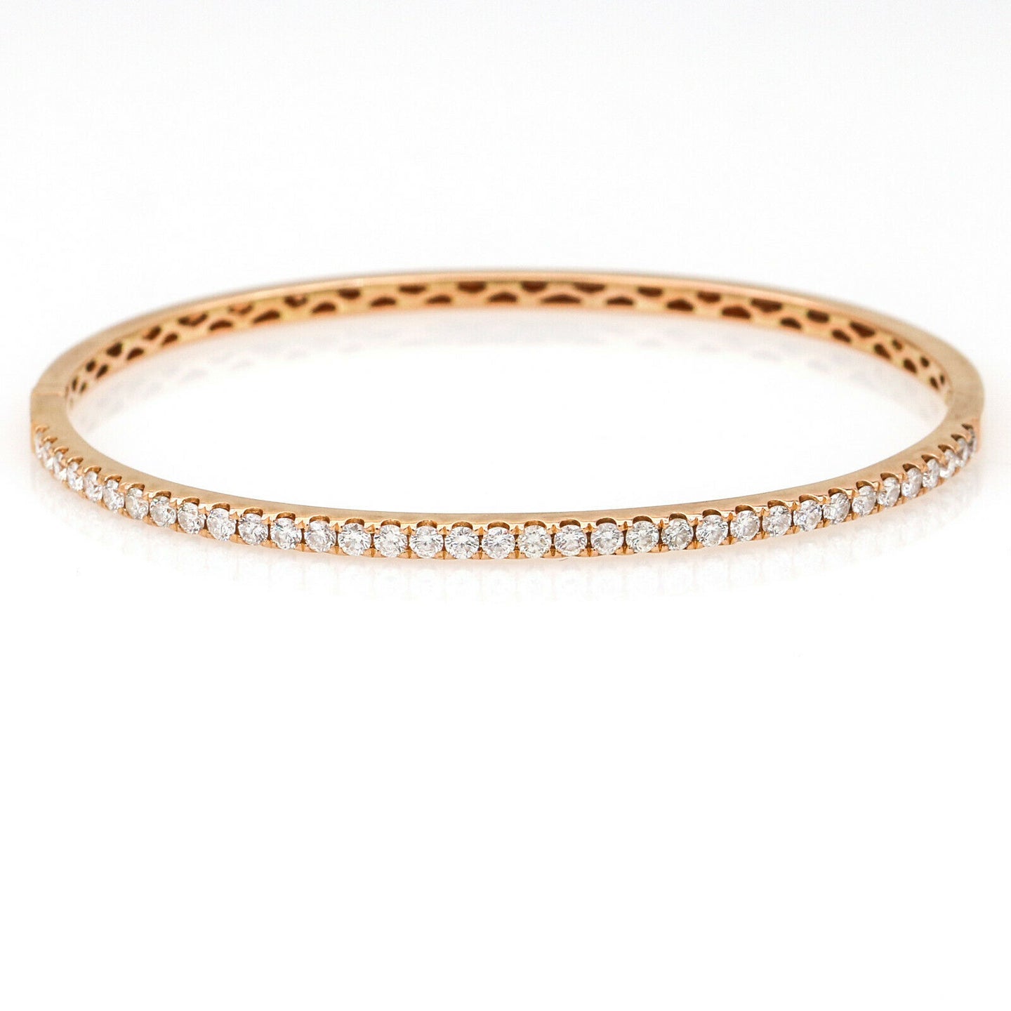 Women's Diamond Hinged Bangle Bracelet in 18k Rose Gold 1.41 ct tw