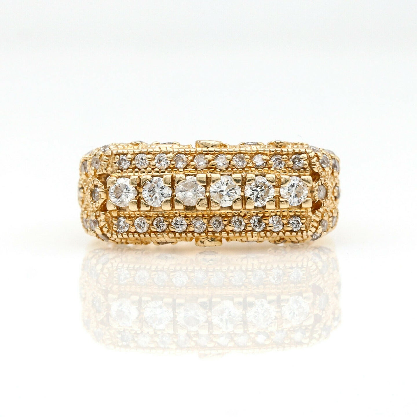 Diamond Cigar Band Ring in 14k Yellow Gold