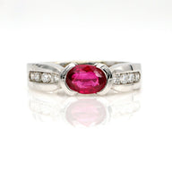 1.31 ct Ruby Diamond Engagement Ring in 14k White Gold