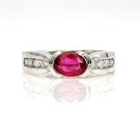1.31 ct Ruby Diamond Engagement Ring in 14k White Gold