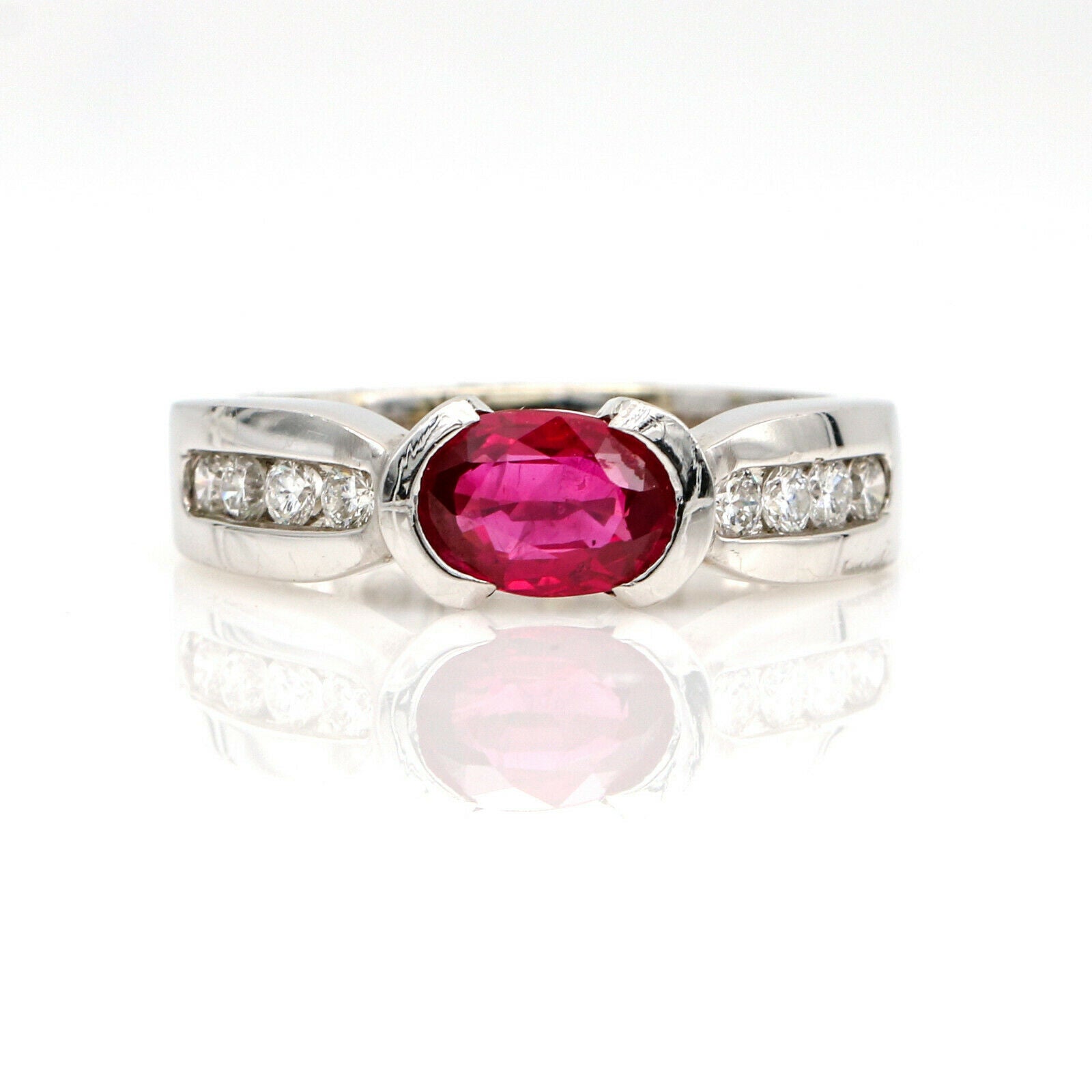 1.31 ct Ruby Diamond Engagement Ring in 14k White Gold