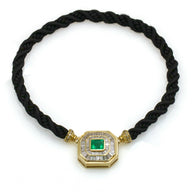 Colombian Emerald and Diamond Black Silk Cord Choker Necklace (15.00 ct tw )