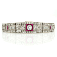 7.38 ct Diafini Diamond and Ruby Art Deco Bracelet in 18k White Gold