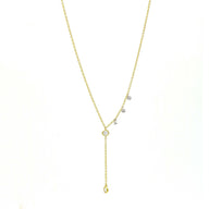 Meira T Diamond Drop Dangle Lariat Style Necklace in 14k Yellow Gold