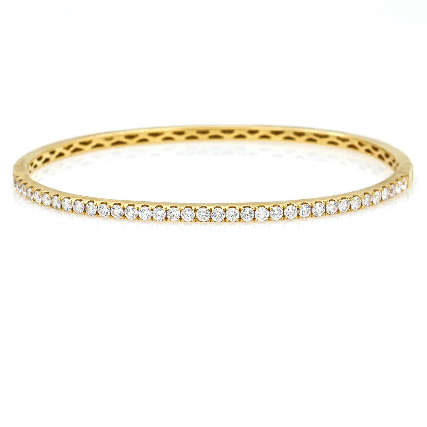 Women's Diamond Hinged Bangle Bracelet in 18k Yellow Gold 1.56 ct tw