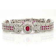 Victoria 12.00 ct Ruby and Diamond Art Deco Bracelet in 18k White Gold