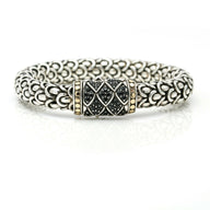 John Hardy Naga Black Sapphire 11mm Bracelet in Sterling Silver 18k Gold