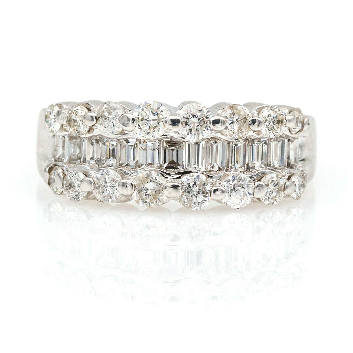 Women's Diamond Anniversary Band Ring in 14k White Gold 1.34 ct tw