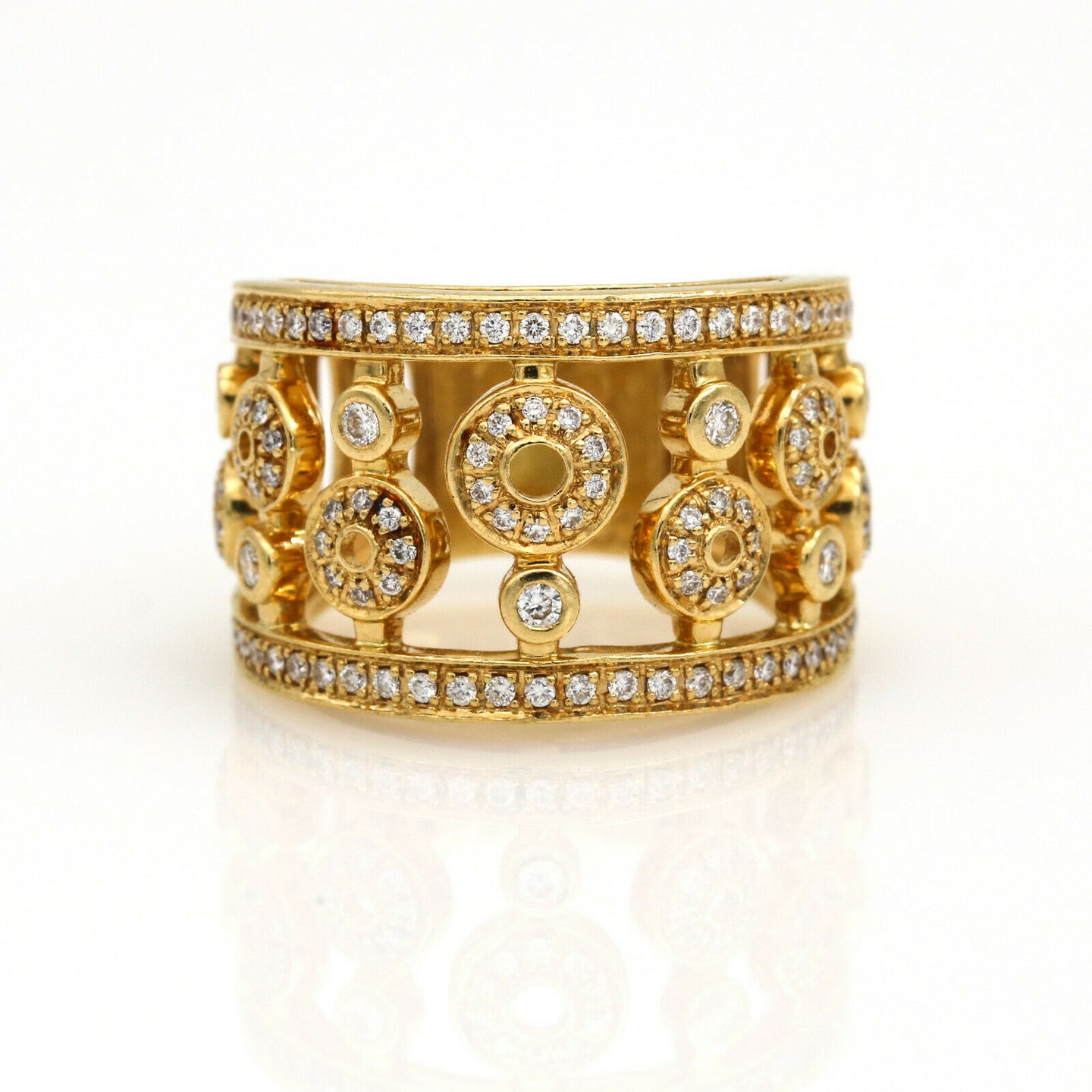 Di Modolo Tempia Diamond Wide Band Ring in 18k Yellow Gold