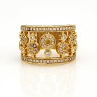 Di Modolo Tempia Diamond Wide Band Ring in 18k Yellow Gold