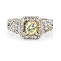 Light Fancy Yellow Diamond Engagement Ring in 18k White Gold ( 2.01 ct tw )