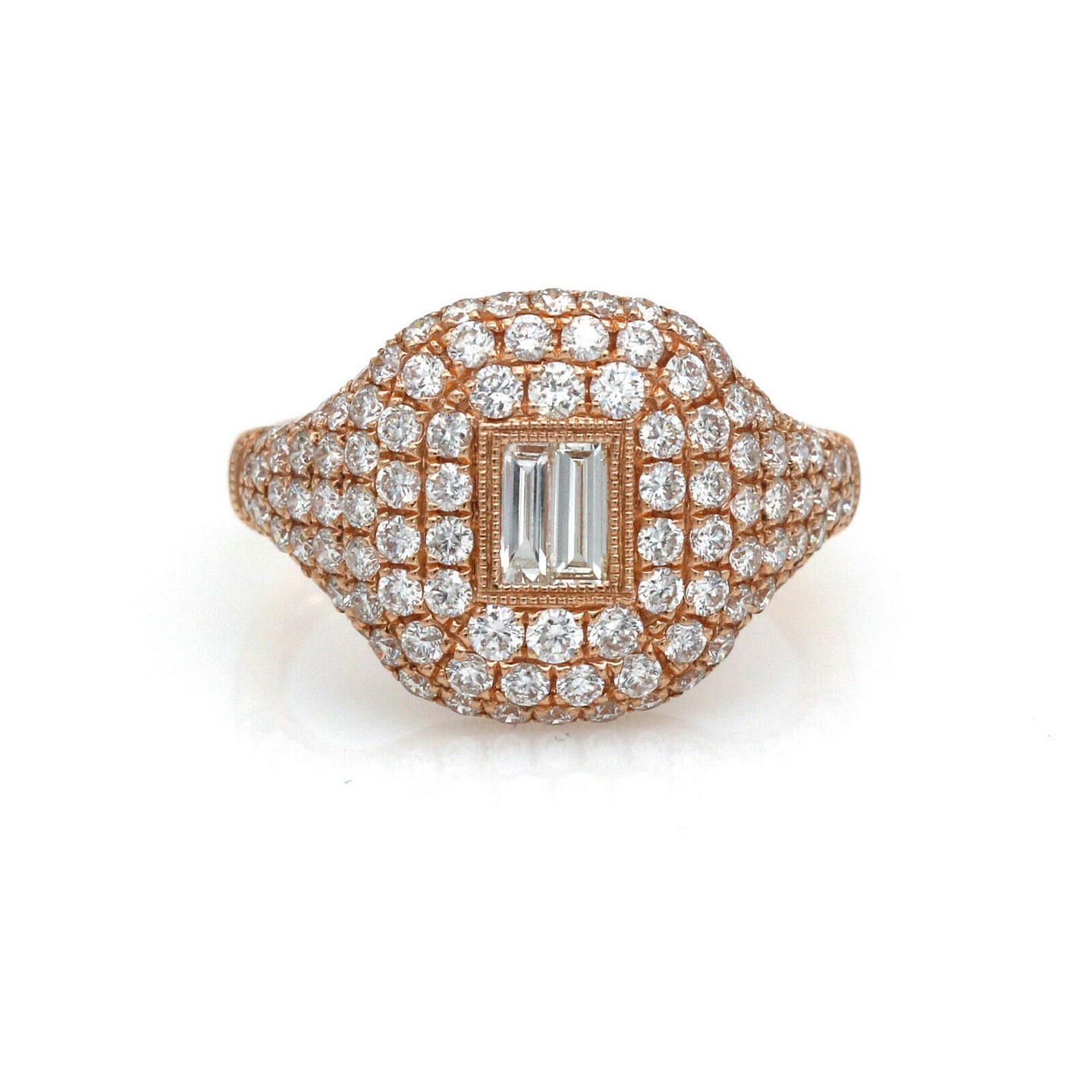 Women's Pave Diamond Fashion Statement Ring in 18k Rose Gold