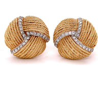 Women's Diamond Knot Rope Statement Earrings in 18k Yellow Gold