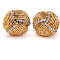 Women's Diamond Knot Rope Statement Earrings in 18k Yellow Gold