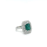 1.60CT Emerald And Diamond Ring 14k White Gold