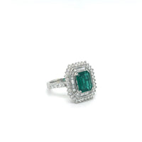1.60CT Emerald And Diamond Ring 14k White Gold