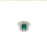 1.60CT Emerald And Diamond Ring 14k White Gold