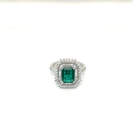 1.60CT Emerald And Diamond Ring 14k White Gold