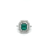 1.60CT Emerald And Diamond Ring 14k White Gold