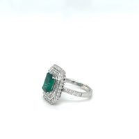 1.60CT Emerald And Diamond Ring 14k White Gold