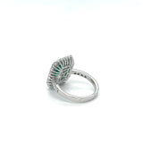 1.60CT Emerald And Diamond Ring 14k White Gold