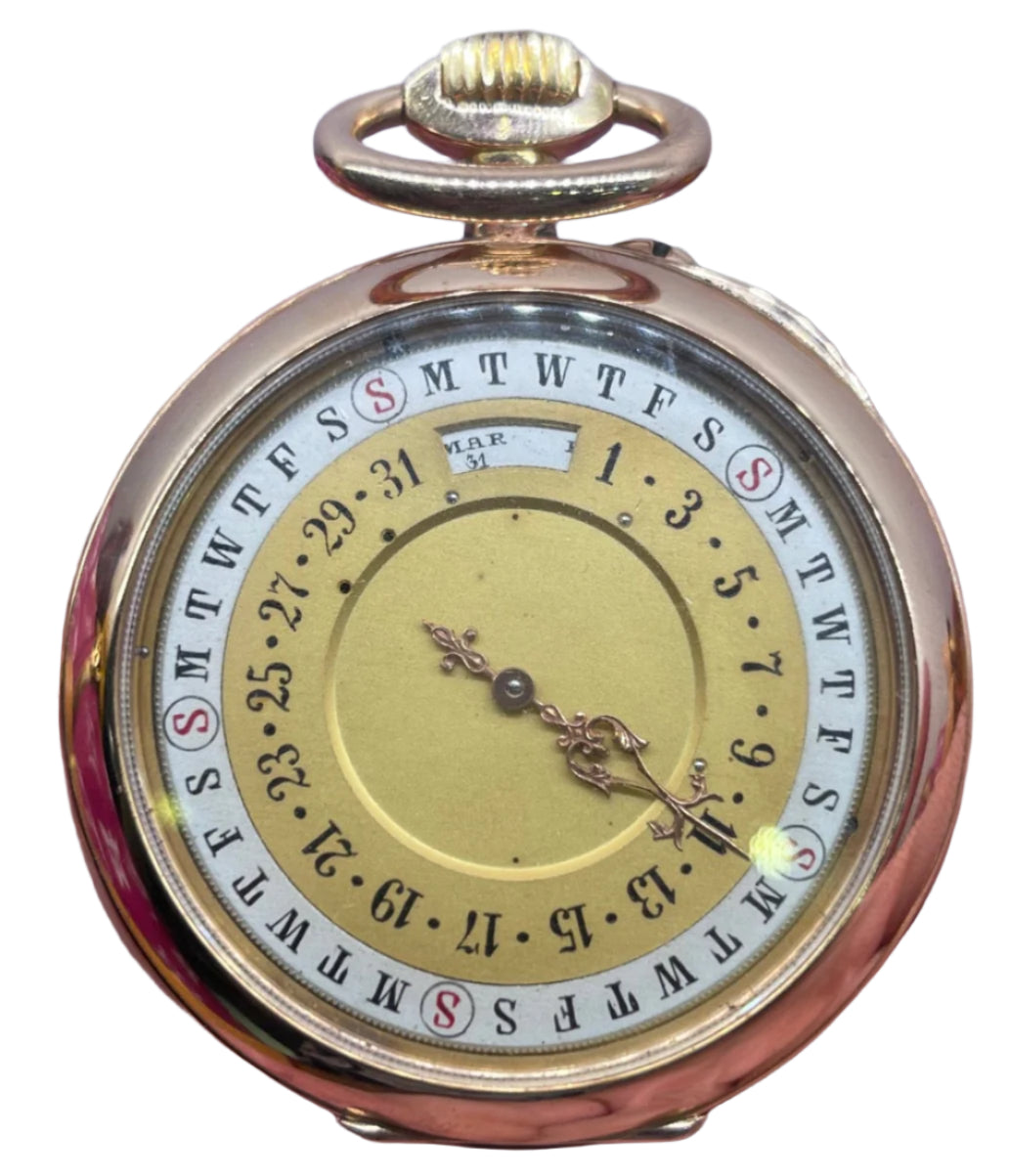 14k Gold Calendrier Breveté pocket watch