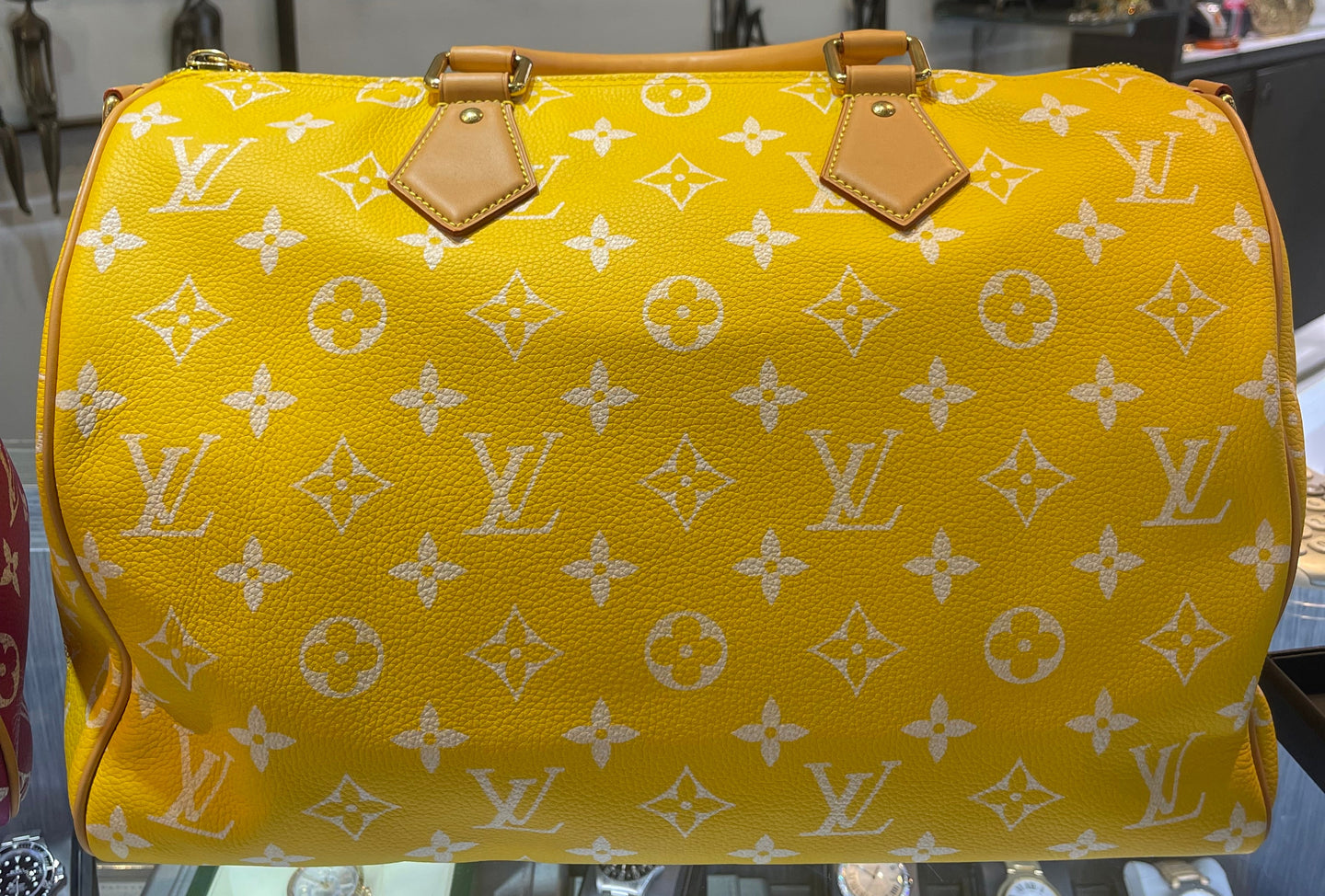 Louis Vuitton Yellow Calfskin Leather Speedy Bandouliere 40