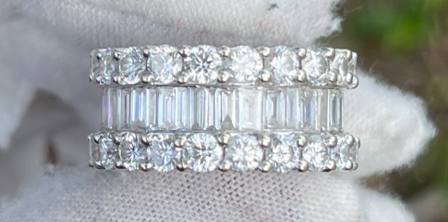 18K White Gold 11 Carat Round And Baguette Diamond Eternity Band