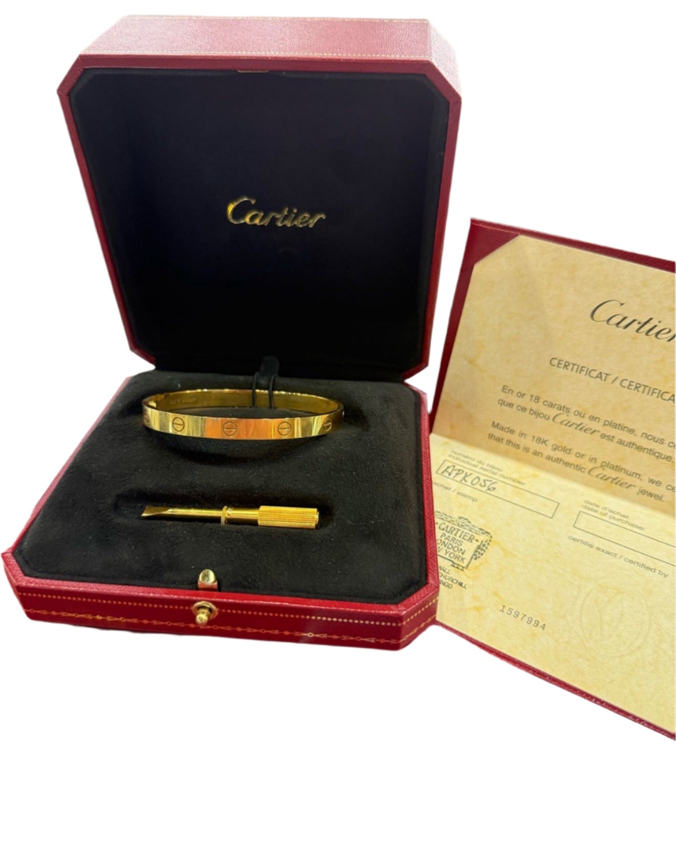 Cartier Love Bracelet Yellow Size 18