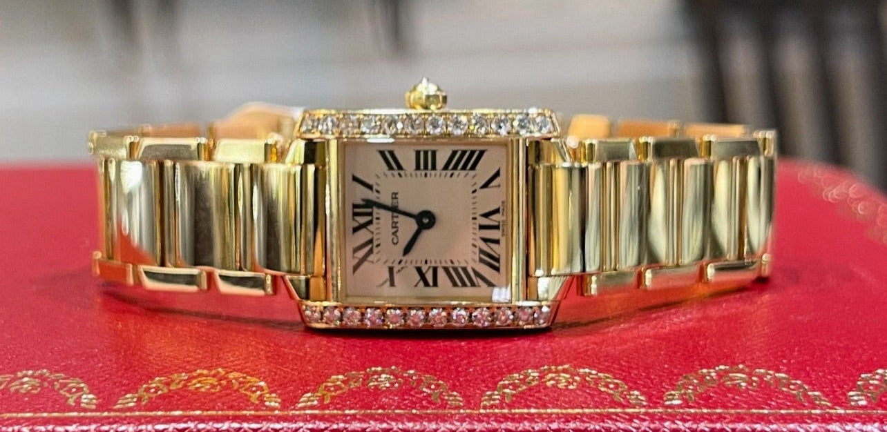 Cartier Tank Francaise Watch Small Model Yellow Gold Diamonds Factory Diamonds
