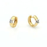 Women's Huggie Hoop Earrings with a Diamond in 14k Yellow Gold