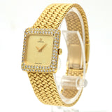 Vintage Ladies Omega 18k Gold Mechanical Watch with Diamond Bezel