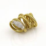 Crivelli Wide Wrap Coil Ring with Diamonds in 18k White and Yellow Gold