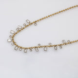 Women's Dangling Diamonds Beaded Chain Necklace in 14k Yellow and White Gold