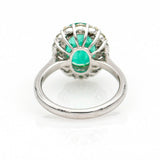 Women's Oval Emerald and Diamond Cocktail Ring in 14k White Gold