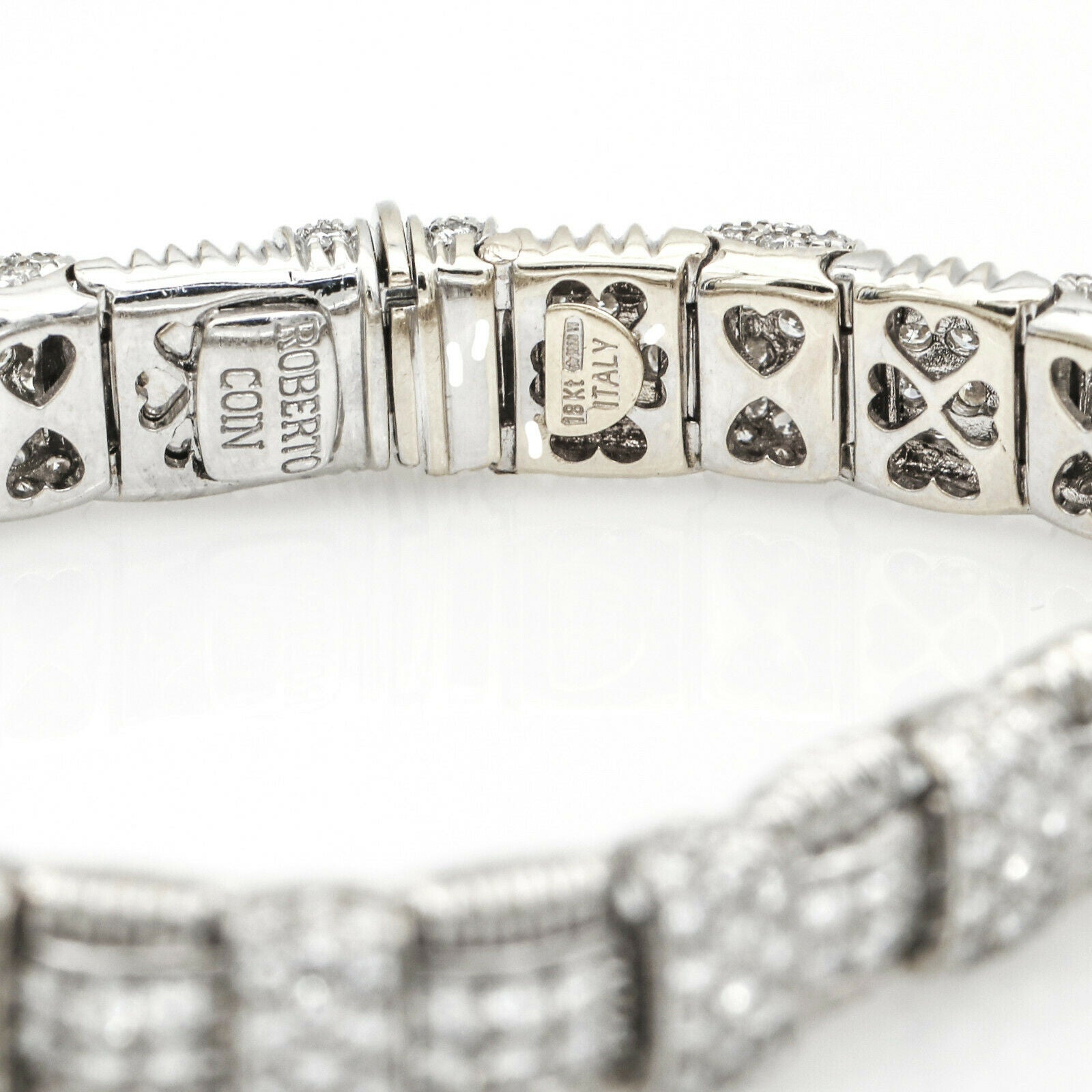 Roberto Coin Pave Diamond 1-Row Appassionata Bracelet in 18k White Gold