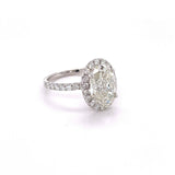 3.17 ct EGL Certified Oval Cut Diamond Halo Engagement Ring in 18k White Gold