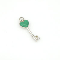 Tiffany & Co. Blue Enamel Heart Small Key in Sterling Silver