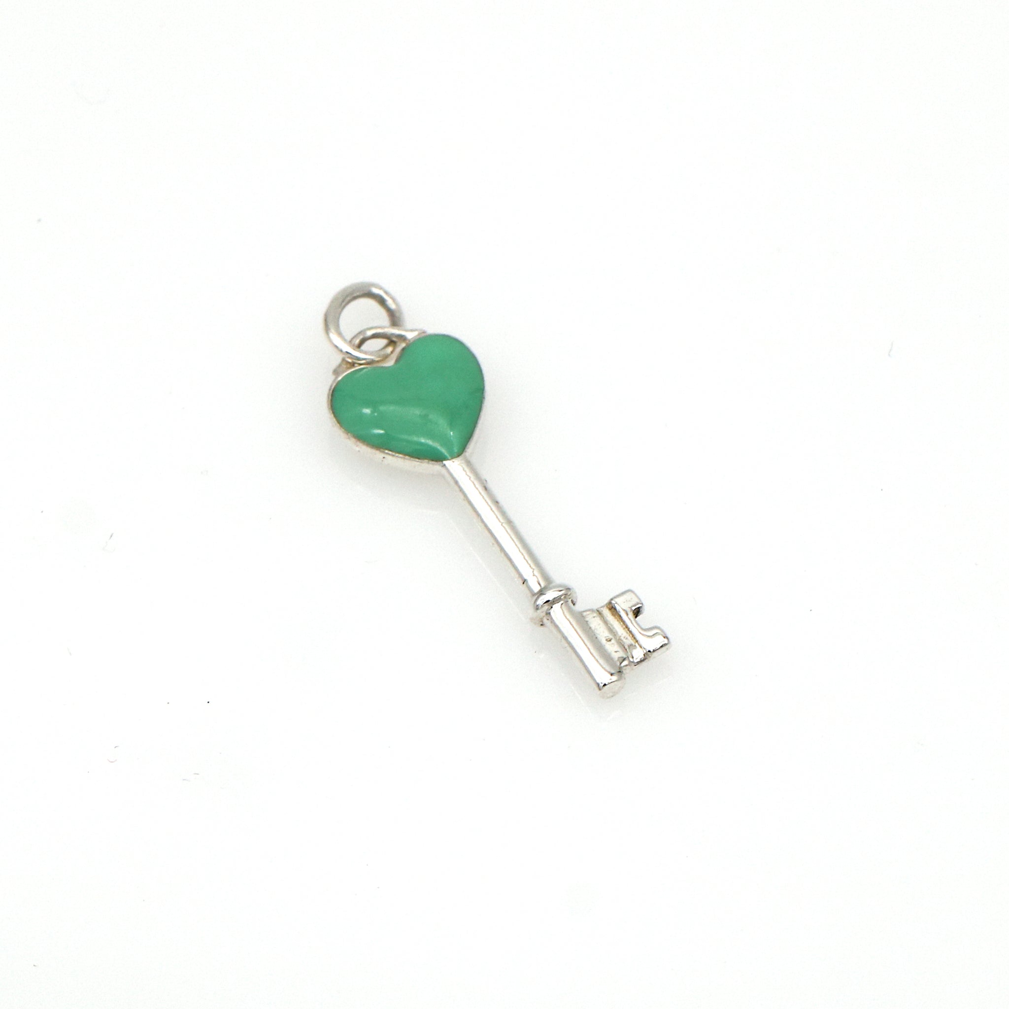 Tiffany & Co. Blue Enamel Heart Small Key in Sterling Silver
