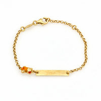 Baby Teddy Bear ID Name Tag Bracelet in 14k Yellow Gold Italian Designer Signed