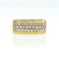 Hammerman Brothers Pave Diamond Cushion Cuff Band Ring in 18k Yellow Gold