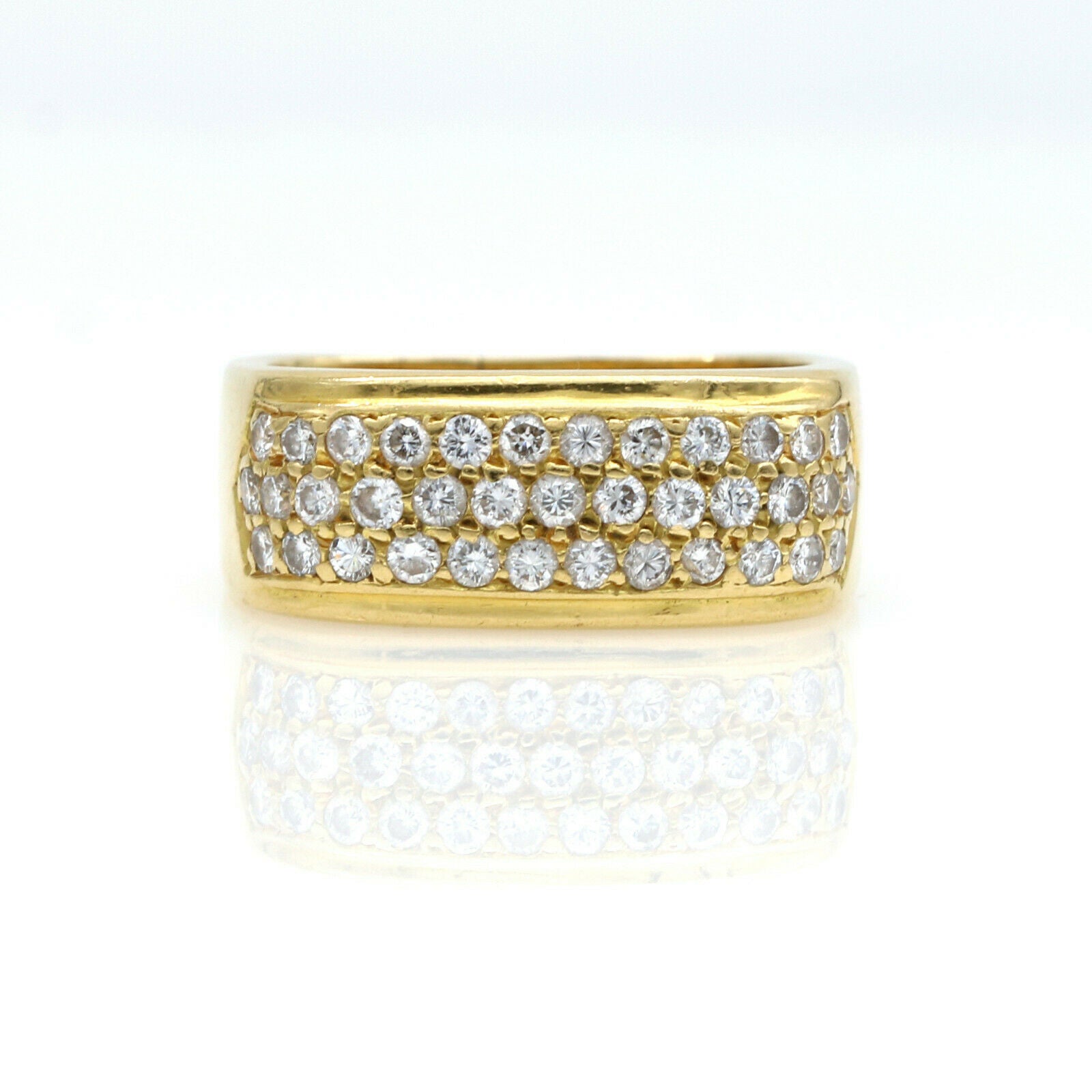 Hammerman Brothers Pave Diamond Cushion Cuff Band Ring in 18k Yellow Gold