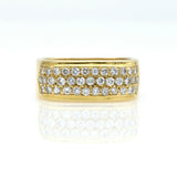 Hammerman Brothers Pave Diamond Cushion Cuff Band Ring in 18k Yellow Gold