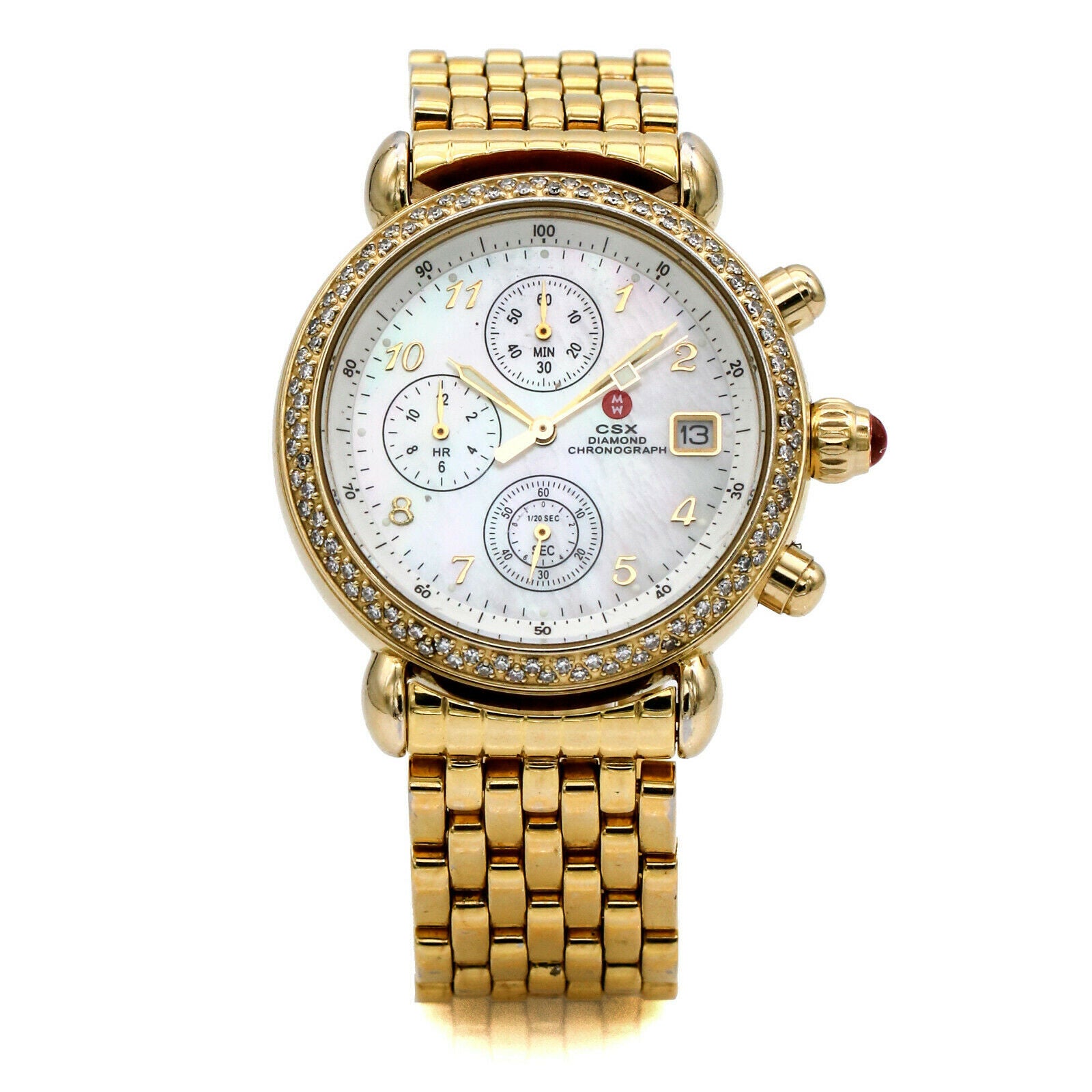 Michele CSX Diamond Mother of Pearl Dial Goldtone Women's Watch 71